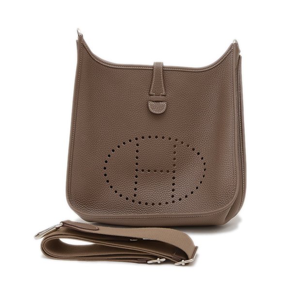 Hermes Hermès Evelyne 3 PM Shoulder Bag in Taurillon Etoupe with Silver Hardw... - Picture 1 of 8